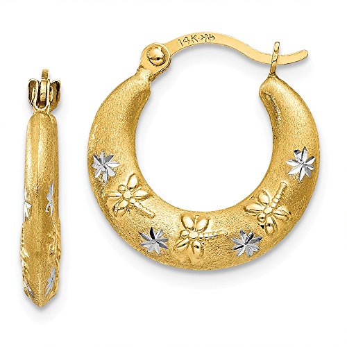 【中古】【未使用・未開封品】14K ロジウムメッキ イエローゴールド & ロジウム フープ イヤリング｜AJIMURA-SHOP
