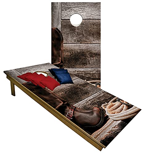 【中古】【未使用・未開封品】Cornhole Beanbag Toss Game Wバッグゲームボード国カウボーイブーツロープセット734|AJIMURA-SHOP