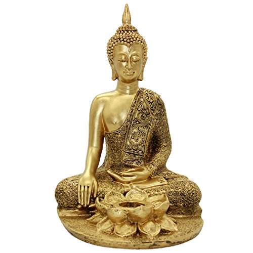 【中古】【未使用・未開封品】ゴールデン樹脂Buddha Statue Home Furnishing装飾bs116