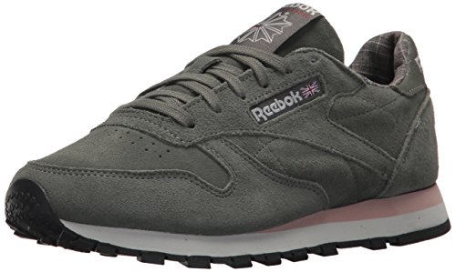 【中古】【未使用・未開封品】Reebok レディース クラシック レザー スニーカー, アイアンストーン/ピンク/スカルグレー。, 9.5|AJIMURA-SHOP