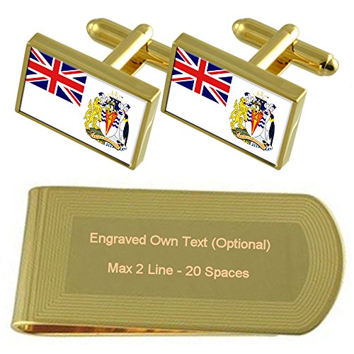 【中古】【未当て嵌める・未開封品】連合王国の南極領域の旗ゴールド音の高低 カフスリンク 先だつものゼムクリップを刻まれた差し上げ物書き割り