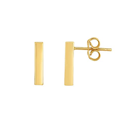 【中古】【未当てはめる・未開封品】jewelstop 14?K黄色ゴールド3?x 12?粍光輝矩形赤ちょうちん熱電子管Postスタッドイヤリング、Push Back Clasp