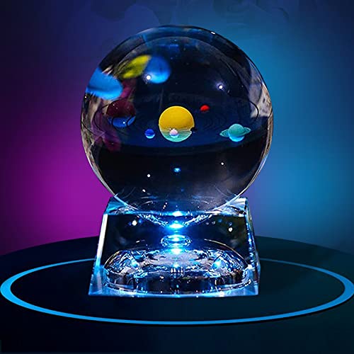 【中古】【未使用・未開封品】(Solar System Ball) - Solar System Balls - Crystal Ball for Kids with LED Lamp Base, Clear 80mm(3 inch) Glass Sphere for Kids Birthday