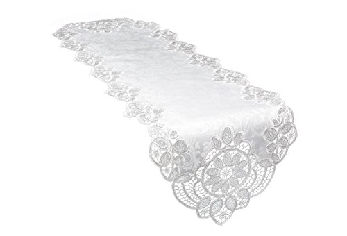 【中古】【未使用・未開封品】Xia Home Fashions XD17190 Antebella レース刺繍カットワークテーブルランナー 15x90インチ ホワイト｜AJIMURA-SHOP