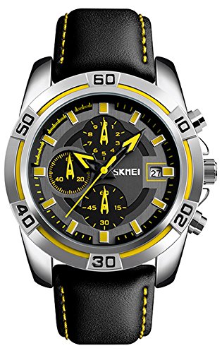 【中古】【未使用・未開封品】Pilot Aviator Military Watchクロノグラフスポーツメンズブラックレザー防水クォーツドレスブレスレット腕時計 ブラック