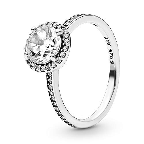【中古】【未当て嵌める・未開封品】Pandora Jewelry ? ラウンドスパークルハローキュービックジルコニアリング ? 意中の女への差し上げ物 ? スターリングしろがね色, 金属元素, キュービックジ