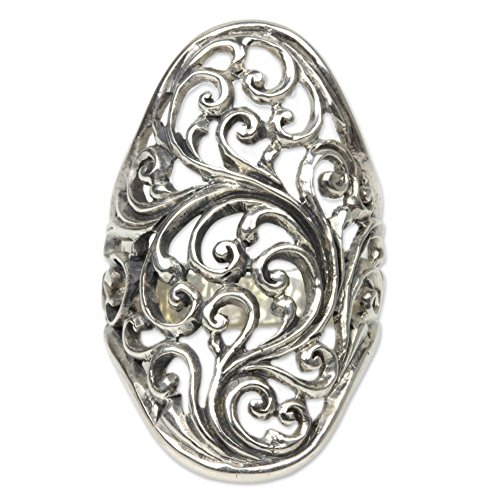 【中古】【未使用・未開封品】NOVICA 装飾的 925スターリングシルバー 手作りカクテルリング スカワティ シダ｜AJIMURA-SHOP