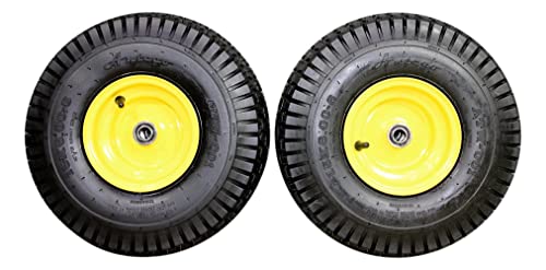 【中古】【未使用・未開封品】(Set of 2) 15x6.00-6 Tires & Wheels 4 Ply for Lawn & Garden Mower Turf Tires .75\