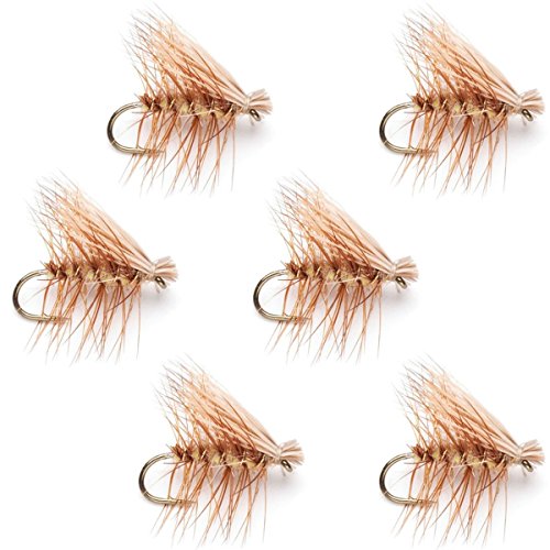 【中古】【未当てはめる・未開封品】The Fly Fishing Place Tan Elk Hair Caddis古典派音楽Trout Dry Fly???書き割りof 6?Flies大きさ18
