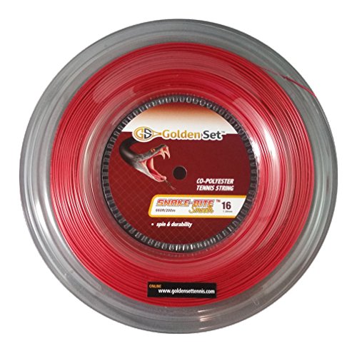 【中古】【未使用・未開封品】Golden Set snake-bite Smooth 16?G ( 1.30?mm、リール( 660ft / 200?m、ポリエステルテニス文字列 レッド