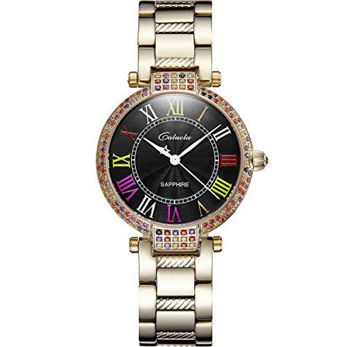 【中古】【未使用・未開封品】CALUOLA Quartz Watchダイヤモンドファッションレザー腕時計レディース時計ca1192 CA1192-YG-black｜AJIMURA-SHOP