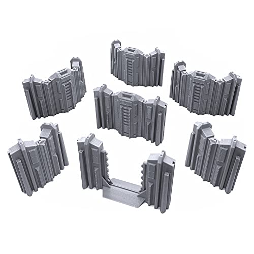 【中古】【未使用・未開封品】Tall Connecting Barricade Wall Set, Terrain Scenery for Tabletop 28mm Miniatures Wargame, 3D Printed and Paintable, EnderToys