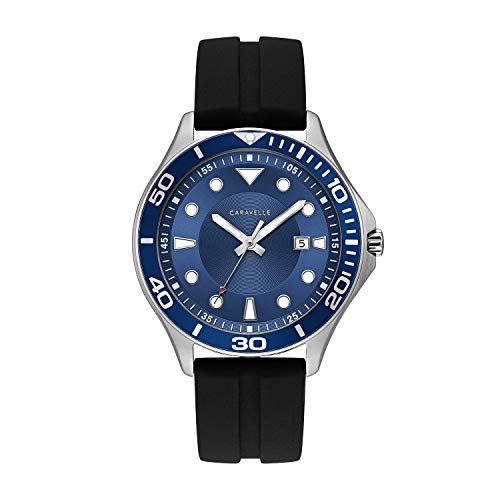 【中古】【未使用・未開封品】Caravelle Men\'s Quartz Stainless Steel and Silicone Watch, Color:Black (Model: 43B155)｜AJIMURA-SHOP