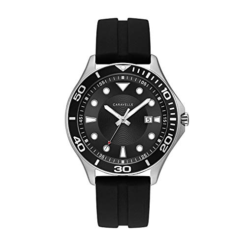 【中古】【未使用・未開封品】Caravelle Men\'s Quartz Stainless Steel and Silicone Dress Watch, Color:Black (Model: 43B154)｜AJIMURA-SHOP