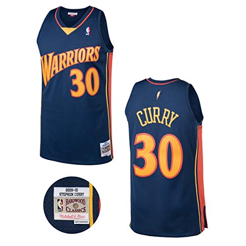 【中古】【未使用・未開封品】Stephen Curry Golden State Warriors Mitchell & Ness NBA Throwback Jersey???Navy XL