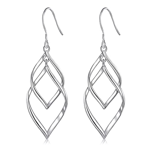 【中古】【未使用・未開封品】Bassion Womens Classic Double Linear Loops Design Twist Wave Earrings for Women Girls