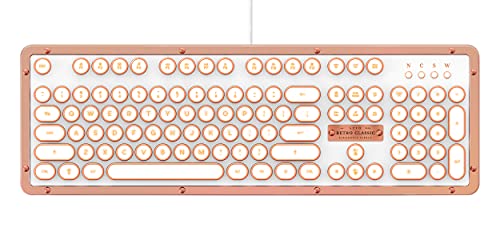 【中古】【未当て嵌める・未開封品】Azio MK-RETRO-L-03-US レトロクラシック - USB ラグジュアリー ヴィンテージ うしろ側点火装置 機械類式鍵盤 白いこと MK-RETRO-L-02-US