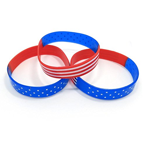 【中古】【未使用・未開封品】YIQIFLY シリコンブレスレット 50個 アメリカ国旗デザイン 環境に配慮したシリコンブレスレット リストバンド ファッションジュエリー|AJIMURA-SHOP
