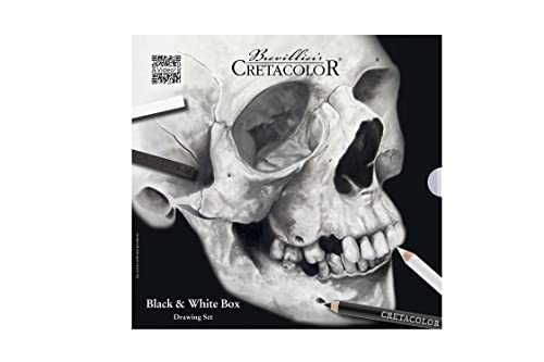 【中古】【未使用・未開封品】skull edition black and white drawing tin set by cretacolor includes 25 pieces of drawing materials featured in a sturdy metal tin｜AJIMURA-SHOP