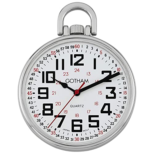 【中古】【未当て嵌める・未開封品】GothamメンズシルバートーンスリムRailroad 24?Hour Open Face Quartz Pocket Watch # gwc15029s