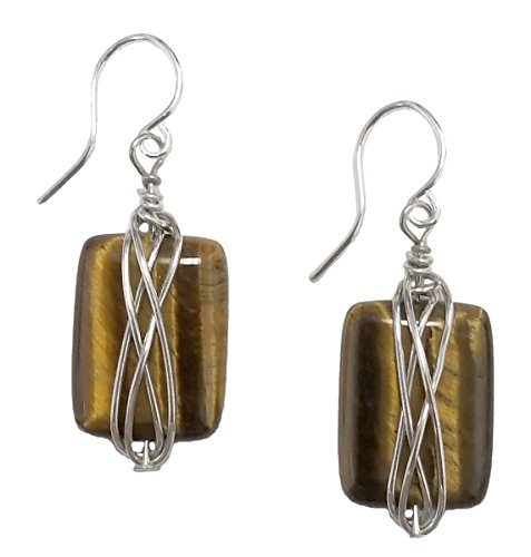 【中古】【未使用・未開封品】イヤリング???Tiger \'s Eye , Wire Wrapped長方形｜AJIMURA-SHOP