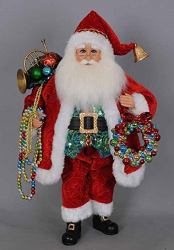 【中古】【未使用・未開封品】カレン・Didion Santa Claus withビーズと花輪クリスマス置物17インチ新しい｜AJIMURA-SHOP