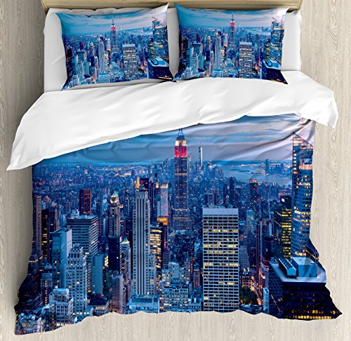 【中古】【未使用・未開封品】新しいYork布団カバーセットby Ambesonne、Aerial Night View Of Nyc With Dusk Sky Cloudy Sunset In CityファッションCapitalアート写真、装飾 42,907円