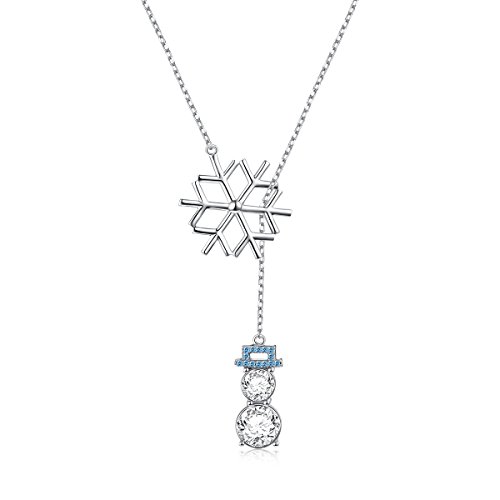 【中古】【未使用・未開封品】LINLIN FINE JEWELRY 925スターリングシルバー キュービックジルコニア スノーフレーク キュート スノーマン Y型 ラリアットネックレス レディー