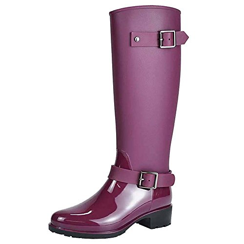 【中古】【未当て嵌める・未開封品】Jamron レディース 今めかしい 雪 雨 御祭り トール ウェリー 自然調整能力のあるなバックルストラップ ニーハイジップ ウェリントンブーツ,