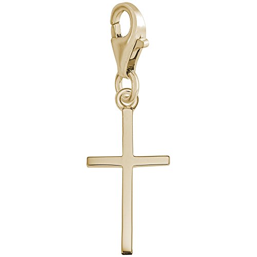 【中古】【未使用・未開封品】10?K黄色ゴールドクロスチャームwith Lobster Claw Clasp、チャームブレスレットとネックレス用