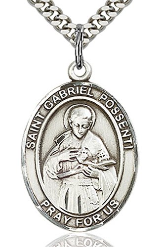 【中古】【未当て嵌める・未開封品】HeartlandメンズスターリングシルバーSaint Gabriel Possentiオーバルメダル+素晴らしい素質USA Made +チェーン店Choice 靴-その他