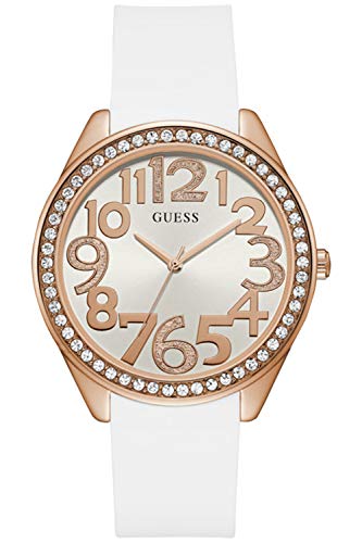 【中古】【未使用・未開封品】GUESS swizz レディースアナログクォーツ腕時計 シリコンブレスレット付き W0988L4, White, クォーツ腕時計。