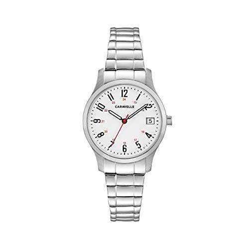 【中古】【未当て嵌める・未開封品】Caravelle 43M119レディースシルバーステンレススチールホワイトブラッククォーツダイヤルウォッチ