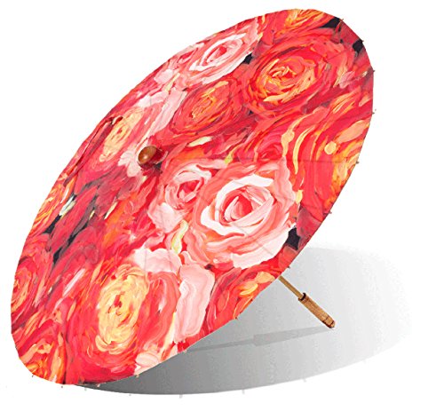 【中古】【未使用・未開封品】Lily-Lark さんご色のバラの紫外線防止日傘、UPF50+ ラージ - 直径37インチ (約94cm) の傘布 レッド、ピンク、オレンジ|AJIMURA-SHOP