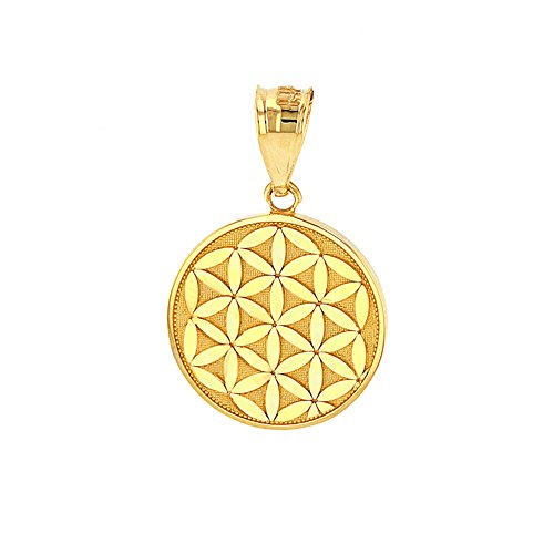 【中古】【未使用・未開封品】上品な14?KイエローゴールドFlower of Life Sacred Geometryチャームペンダント