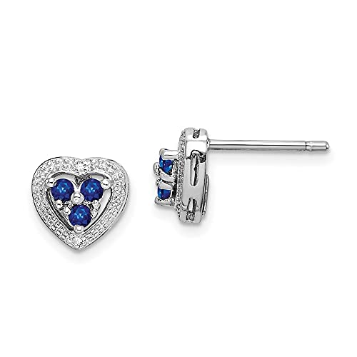 【中古】【未使用・未開封品】diamond2deal 925スターリングシルバーrhodium-メッキダイヤモンドとサファイアハートイヤリング