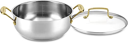 【中古】【未当て嵌める・未開封品】Cuisinart C7M44-24GD 4クオート ダッチオーブン 押しかぶせる付き添い人