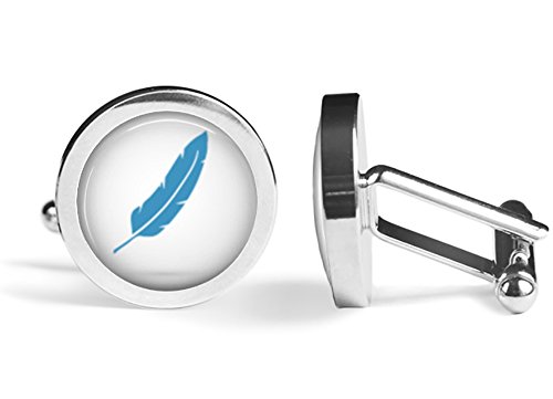 【中古】【未当て嵌める・未開封品】青みFeather Cufflinks Bird Feather Cuff Links ( Angled Edition )