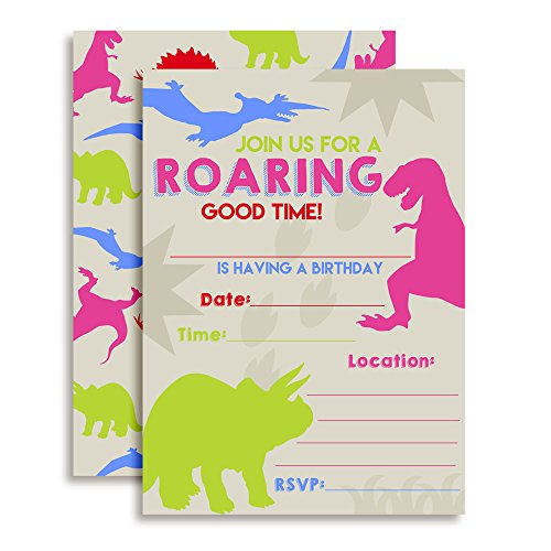 【中古】【未使用・未開封品】恐竜Bite Girl誕生日パーティー招待状、１０5?\