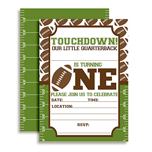 【中古】【未使用・未開封品】Touchdown Football最初誕生日パーティー招待状、105?" x7?" Fill Inカードwith 10ホワイト封筒by amandacreation|AJIMURA-SHOP