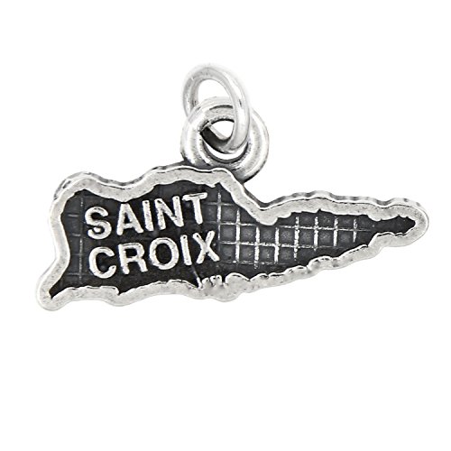 【中古】【未使用・未開封品】スターリングシルバーいぶし仕上げ旅行マップのSaint Croixチャーム