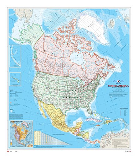 【中古】【未当て嵌める・未開封品】北米壁軍用地図 - カナダのアトラス - 34in x 39in ラミネート製作
