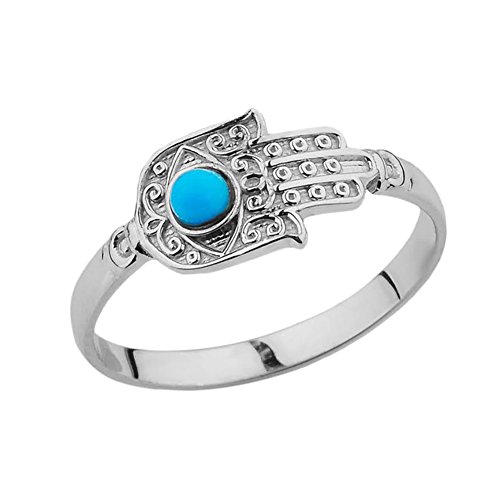 【中古】【未使用・未開封品】一意スターリングシルバーHamsa Hand withブルーストーンリング