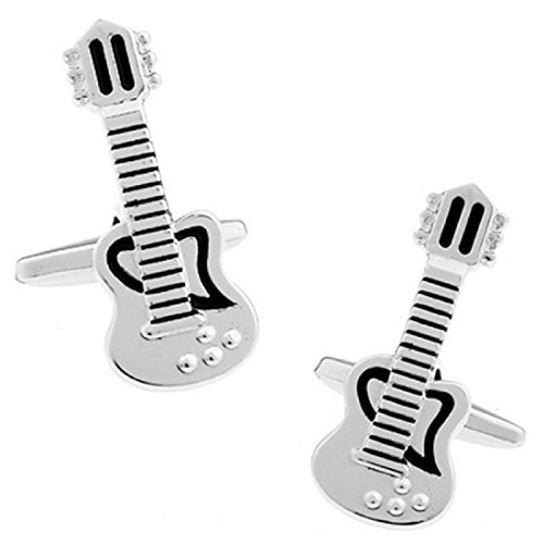 【中古】【未使用・未開封品】albetroシルバートーンElectric Guitar Cufflinks for Men