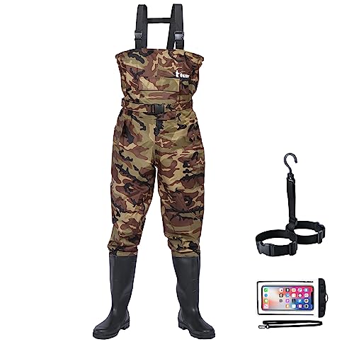 【中古】【未使用・未開封品】ouzong滑り止め釣り狩猟、2層ナイロン/PVC防水boot-foot Chest Waderグリーン9???13