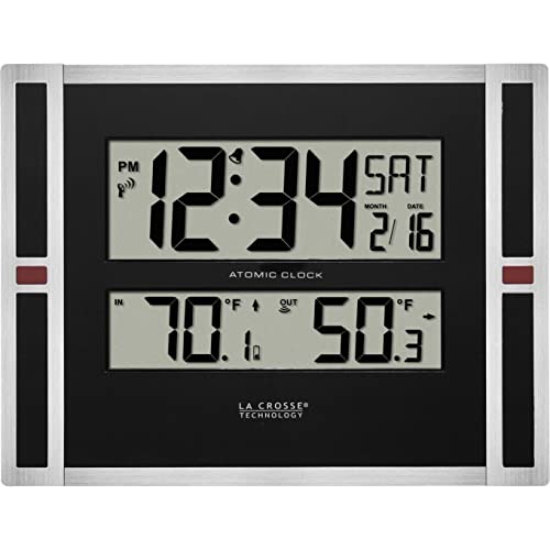 【中古】【未当て嵌める・未開封品】La Crosse Technology WS-8117U-IT-AL アトミックウォールクロック 屋内室外熱度