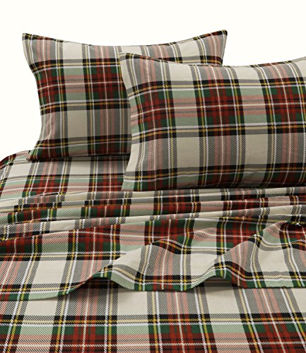 【中古】【未当て嵌める・未開封品】Tribeca Living CHAR170SHEETQU チャールストンチェックフランネルディープポケットシーツセット 3点仕掛ける 皇后陛下
