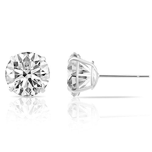 【中古】【未使用・未開封品】TILO JEWELRY 14Kホワイトゴールド ソリティア ラウンド キュービックジルコニア スタッドピアス シリコンプッシュバック付き (8mm)
