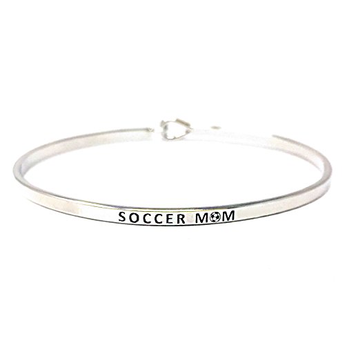 【中古】【未使用・未開封品】Me Plus Inspirational \" Soccer Mom \"正メッセージ刻印シンバングルフックブレスレット シルバー