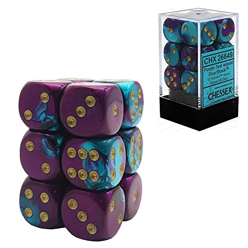【中古】【未使用・未開封品】[Chessex]Chessex Dice d6 Sets: Gemini Purple & Teal with Gold 16mm Six Sided Die Block of Dice CHX26649 [並行輸入品]